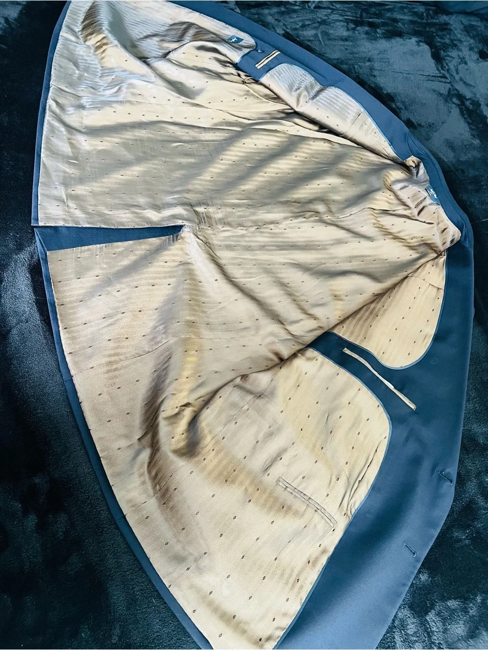 100% Wool Joseph & Feiss Navy Sport Coat with Golden Brown Lining